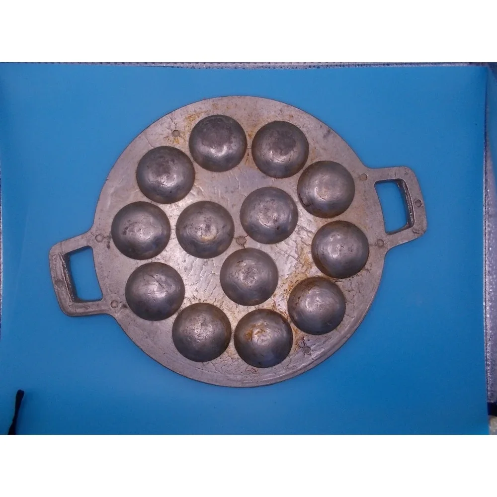 Vintage Cast Aluminum 15 Hole Aebleskiver Pan Danish Pancake Takoyaki Griddle